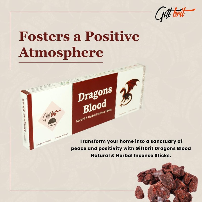 Giftbrit Dragons Blood Natural & Herbal Incense Sticks 100 Sticks
