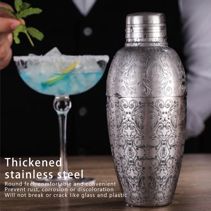 Cocktail Shaker 304 Stainless Steel Boston Shaker Mixer with Built