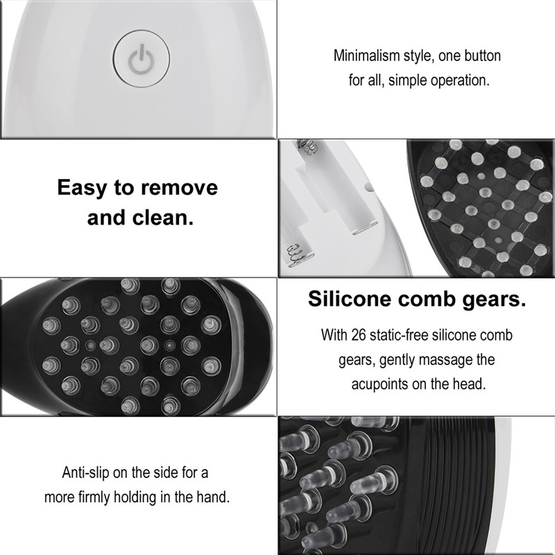 8000rpm Micro Vibration Head Massage Comb Prevent Static Electricity Electric