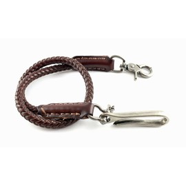 Trouser Chain with Carabiner Key Chain Waiter's Chain Made of Leather and Steel Wallet Chain 60 cm Security Wallet Chain, dark brown