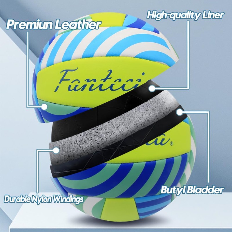 Fantecia Volleyball with Pump, Size 5 Soft Beach Volleyball Indoor