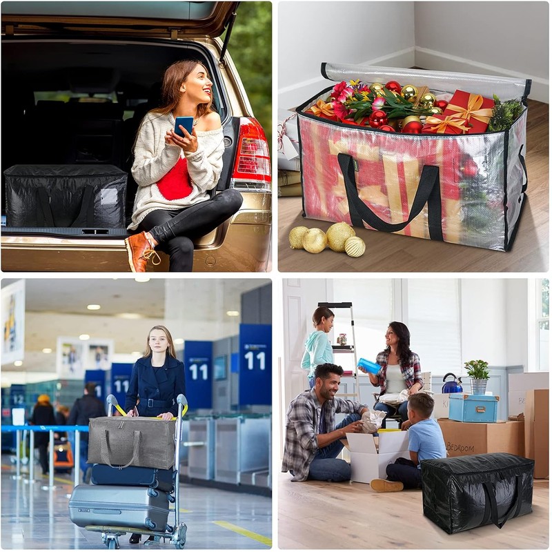 BALEINE 4-Pack Oversized Moving Bags with Reinforced Handles, Heavy-Duty Storage