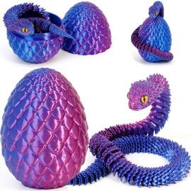 Joycabin 3D Printed Snake Toy, Easter 3D Printed Dragon Egg Snake Eggs, Easter Snake Eggs, 3D Printed Animals Toy for Children, Gifts, Desk, Home Decor (Blue Purple)