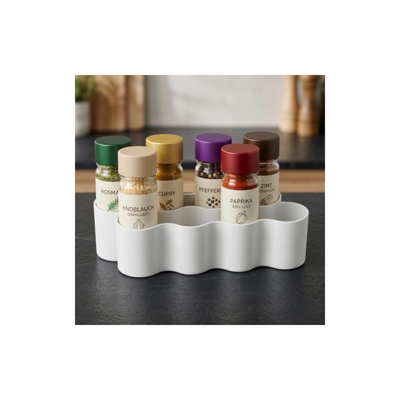 Spice Organiser Camper, Pack of 8 Spice Rack, Kitchen Organiser