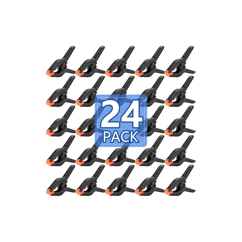 24 Pack 3.5 inch Plastic Spring Clamps, Black Heavy Duty