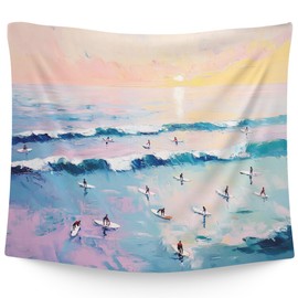 WAITPI Coastal Ocean Beach Hanging Wall Tapestry for Bedroom, Summer Coastal Surfing Ocean Beachy Wall Hanging Decor Tapestry for Home Living Room Beach House Surf Room, 50x60in