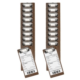 PATIKIL Wood Check Presenters Guest Check Book Waitress Server Note Pads for Cafes Restaurant, 8" x 4" (Brown), 30Pcs