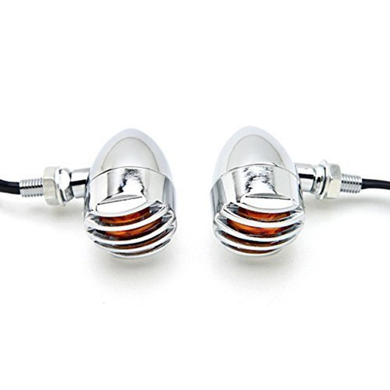 Chrome Heavy Duty Motorcycle Turn Signals Bulb Indicators Blinkers Lights