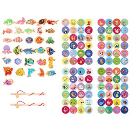 CHROMACRAFT 1 Satz Angelspiele Und 4 Bonusaufkleber, Kreatives Spielzeug, Magnetisches Holzspielzeug, Kinderspielzeug, Lustiges Spielzeug