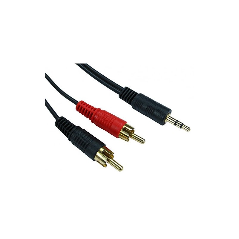 PCSL® 3.5mm Male to 2 x RCA Twin Gold Audio