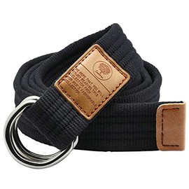 KYEYGWO Canvas Belt for Men and Women, Adjustable Canvas Fabric Belt with Double D-Rings Buckle, #3-black (119 cm total length)