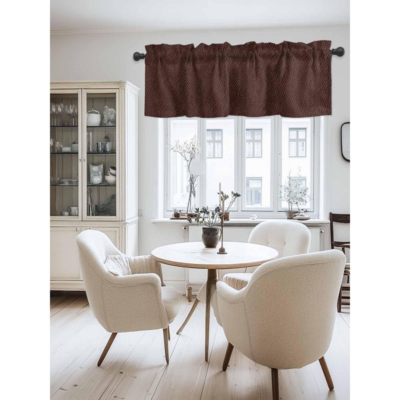 Hokiten Brown Leather Texture Window Valance Curtains, Window Treatment for