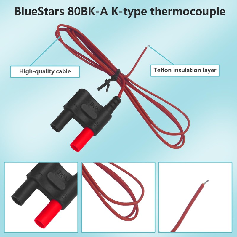 80BK-A Type K Thermocouple, Temperature Bead Probe, Clamp for Fluke