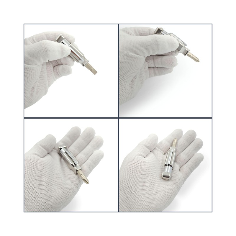 Pocket Screwdriver with Magnet & Clip (Stainless Steel) Double Ended
