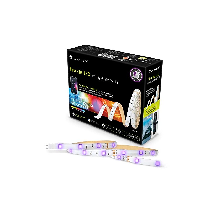 Lloyd's LC-1326 Tira LED Inteligente 5M, RGB Multicolor, Compatible con