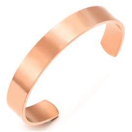COOLSTEELANDBEYOND 19CM Stainless Steel Adjustable Cuff Bangle Bracelet for Men Women Minimalist Rose Gold Color Satin