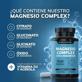 Beyond Vitamins Magnesio Complex Citrato Polvo Glicinato Gluconato Óxido Vitaminas Mujer Hombre Magnesium 120 Cápsulas