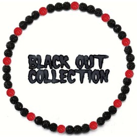 Power Energy Sports Iced Rhinestone Disco Bling Ball Beaded Softball Baseball Necklace Black Red - 20" inches