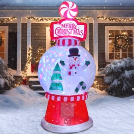 7.8 FT Christmas Inflatable Decorations Snowman Globe with Christmas Tree, Outdoor Decorations Built-in Bright Projector RGB Light Blow Up Christmas Decorations for Yard, Garden,Lawn Outdoor Holiday