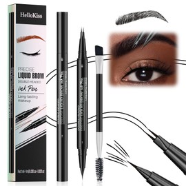 Waterproof Microblading Eyebrow Pen - 2 in 1 Double Ended Magic Precise Eyebrow Pen Microblade Effect Eyebrow Pencil Brow Contouring Pen with 2 Micro Fork Tip