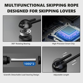 flintronic Skipping Rope with Counter, Adjustable Skipping Rope with Ball Bearings and Non-Slip Handles, Intelligent Weighted Skipping Rope for Training, Fitness Exercises, for Workout, Fitness