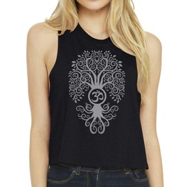 Yoga Clothing For You Grey Bodhi Tree Tank Top, Large Solid Black
