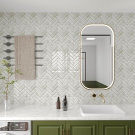 CHIHUT 12''x12'' Grey Wood Look Herringbone Peel and Stick Backsplash Tiles 6 Sheets Self Adhesive Waterproof Stick on Wall Tiles for Kitchen Bathroom Back Splashes Decor Sticky Tiles for Walls