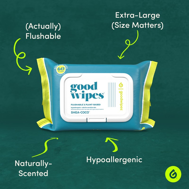 Goodwipes Flushable Butt Wipes Made with Vitamin E & Aloe