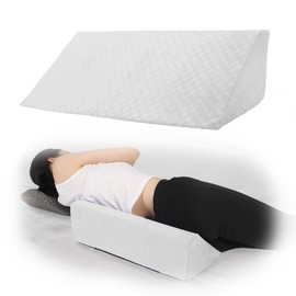 Jacobable Bed Wedge Pillow for Side Sleeping Foam Filled Body Positioning Triangle Pillow Suitable for Pregnancy and Surgery Prevent Bed Sore for Leg and Back Support with Pillow Case (White)