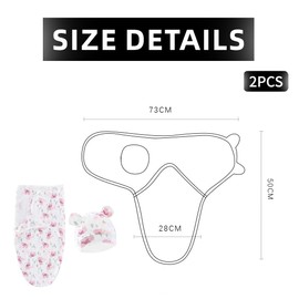 IUDWCG 2 Pcs Baby-Puckdecke und Puckmütze, verstellbare Neugeborene Puckdecke, Baby-Pucksack, 0–3 Monate, Baby-Puckdecke, weicher Baumwollschlafsack (Rosa)