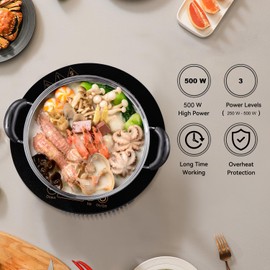 JOZOOES 500W / 120V Small Induction Cooktop - 7.7" Mini Portable Countertop Burners Induction Hot Plate Electric Stove for Candle Making, RV, Office, Tea Room, Camp, Tea party