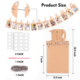 Romon Photo Garland 1st Birthday, Baby Birthday Photo Banner for 1 to 12 Months, Party Garlands Photo Hanging Wall Decoration, Kids Decoration Party Supplies Decoration for Girls Boys, Kraft Paper