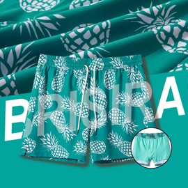 BRISIRA Mens Swim Trunks Swim Shorts for Men Quick Dry 5 inch Inseam Beach Shorts with Compression Liner Zipper Pocket