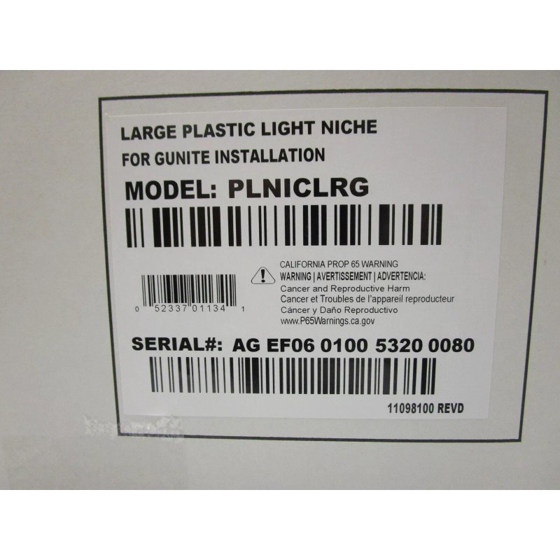 JANDY LARGE PLASTIC LIGHT NICHE FOR GUNITE INSTALLATION #PLNICLRG -