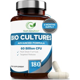 Bio Cultures Complex Probiotics & Prebiotics 60 Billion CFU – 6 Month Supply - for Gut Health with Lactobacillus Rhamnosus - for Women and Men - 180 Vegan Capsules
