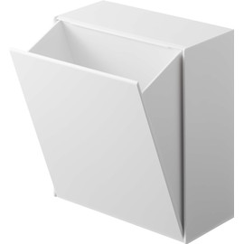 Yamazaki 5431 Magnetic Dust Box & Storage Case, White, Approx. W 6.7 x D 3.4 - 6.3 x H 7.9 inches (17 x 8.7 - 16 x 20 cm), Tower, Flap Type, Storage for Small Items, Trash Can