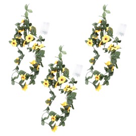 3 Pcs Sunflower String Lights 7.8ft 20 LED Battery Powered Fairy Lights Wedding Backdrop Flower Rattan Decoration