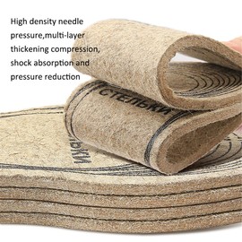 Wool Felt Insoles, 3 Pair Soft Felt Warm Shoe Insoles for Boots, 65mm Thick, Freely Cut, One Size Fits Most