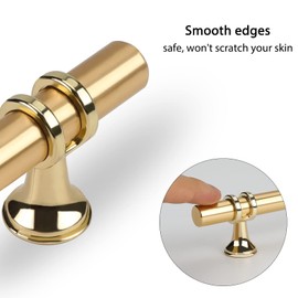 Haliwu 10 Pack Gold Cabinet Handles, Brushed Brass Pulls Kitchen Barrel Champagne Gold Pull Hardware, 3 inch Hole to Hole Center