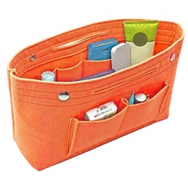 SSPalu Women Handbag Organizer Bag Multi Pockets Felt Travel Bag Insert Liner Purse Organiser Travel Cosmetic Bag (Orange, Onesize)