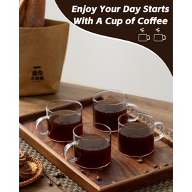 5 OZ Espresso Cups with Handle, Clear Espresso Shot Glass Set of 6, Small Double Espresso Accessories for Espresso Machine Coffee Bar