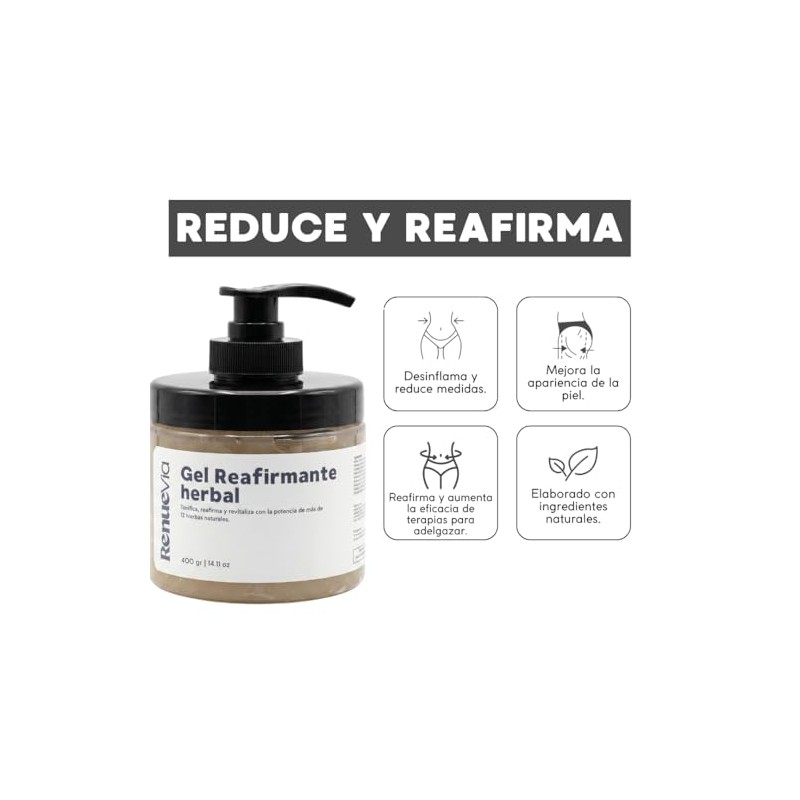 Gel Reafirmante Herbal, 400 g, Fórmula Natural con Mentol y