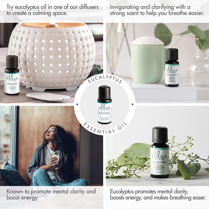 Ellia Eucalyptus Diffuser Essential Oil | 15ml, 100% Pure, Therapeutic