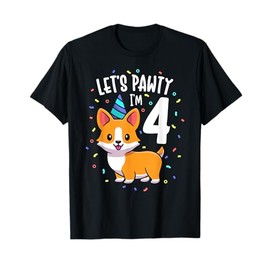 4 Years Old Corgi Dog Lover 4th Birthday Party Outfit Kid T-Shirt