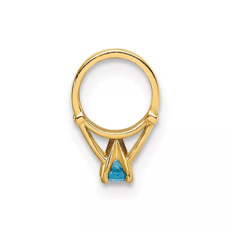 Unbranded 14K Yellow Gold 3D Ring with Aqua CZ Charm