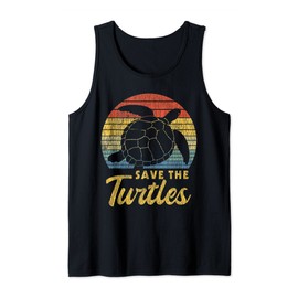 Retro Vintage Save The Turtles Skip The Straw Sea Animal Tank Top