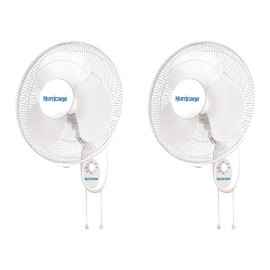Hurricane 2-Pack Supreme 16-Inch Oscillating Wall Mount Fan, White – Quiet Operation Corded Electric Air Cooling Unit with Pull Cords for Home, Garage, Greenhouse, Workshop, or Gym