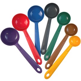 Rite-Size Rite-Size Solid Round Circle Server Set of Portion Control Utensils, Copolymer Plastic Heat Resistant Professional Cooking Spoons, (Set of 7 Servers in Various Sizes and Colors)