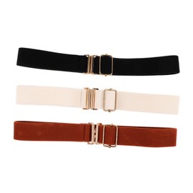 TOVINANNA 3pcs Adjustable Elastic Waistband for Durable Softball Belt Black Brown and White for School Uniforms and Outdoor Activities