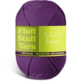 Soft Yarn for Crocheting – Crochet & Knitting Yarn, Beginner Yarn with Easy-to-See Stitches, 250 Yds Amigurumi Yarn, Cotton-Nylon Blend Tshirt Yarn for Crocheting, Worsted Weight Yarn 4, Purple Yarn